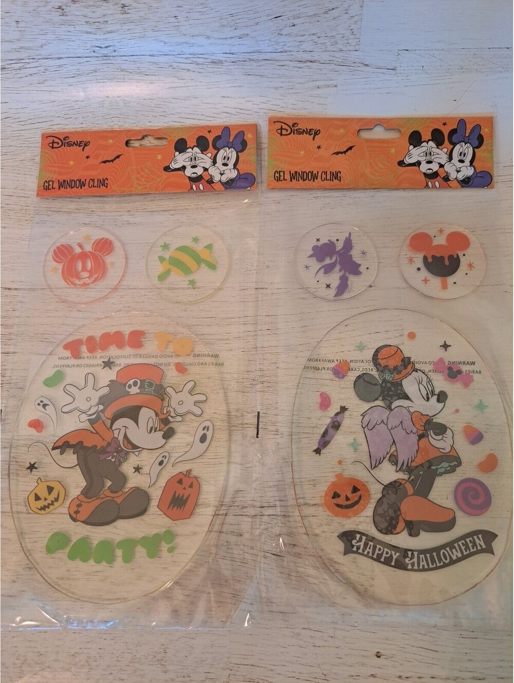 Disney Halloween Mickey Mouse & Minnie Mouse Gel Window Cling Fall Colorful